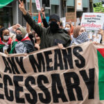 Israeli and Palestinian supporters rallied around 42nd street in New York on October 9, 2023 for and against terrorist attack against Israel by Hamas. Pro-Palestinian supporters march after the rally