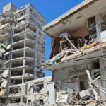 BAT YAM, ISRAEL. June 15, 2025. A place where Iranian ballistic missile exploded in the suburb of Tel Aviv. 9 people were killed.