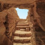 NEGEV DESERT, ISRAEL - SEPTEMBER 23, 2017: This is the entrance to the caves discovered by archaeologists at the base of the Acropolis of Avdat.
